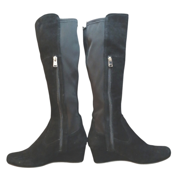Rockport Black Suede Knee High Boots Women's Tall Black Wedge Boots size 5 - Picture 2 of 13